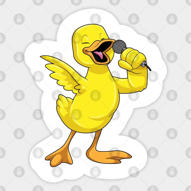 Duck as Singer with Microphone Sticker by Markus Schnabel